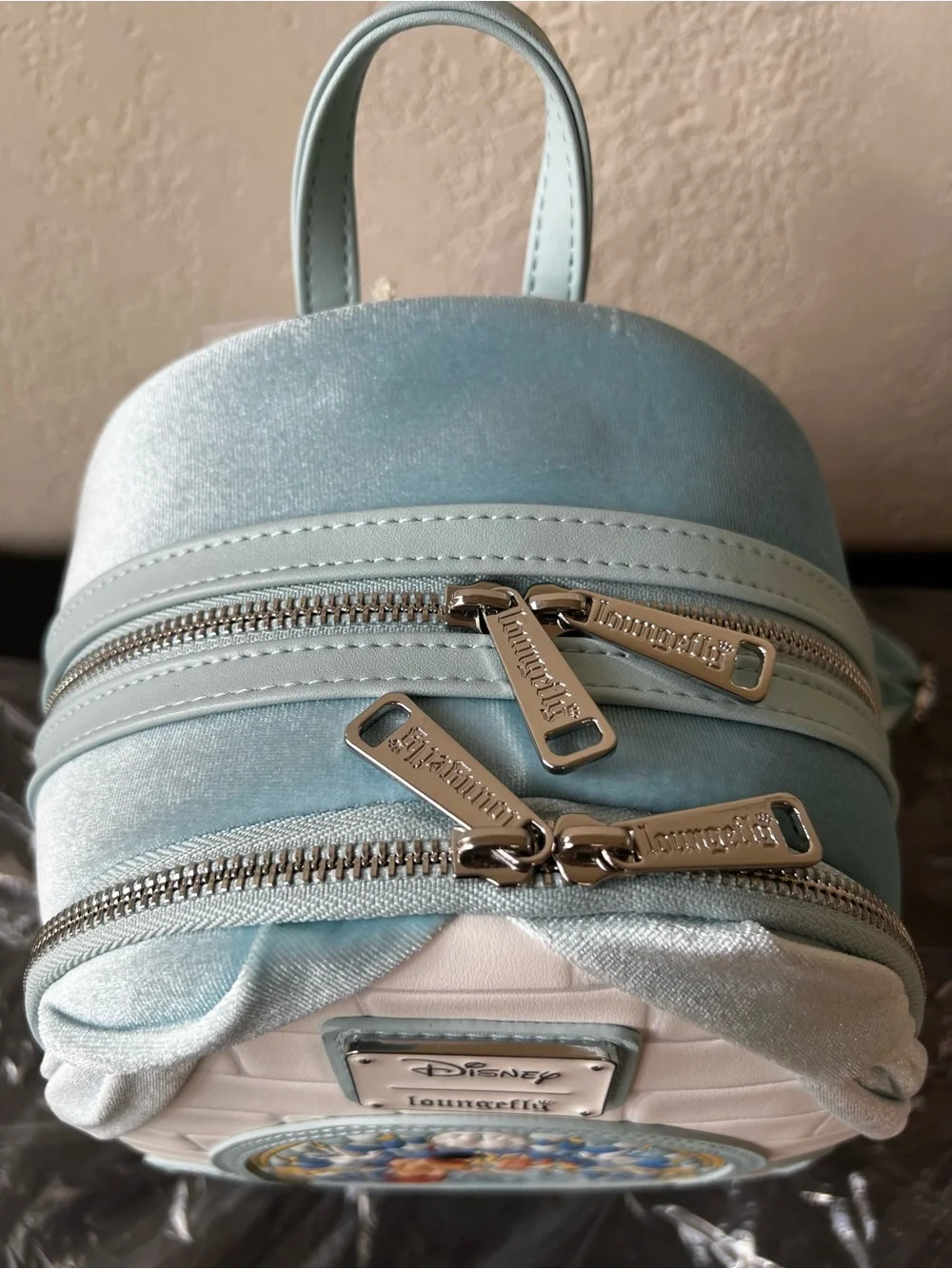 NWT Loungefly Disney Cinderella Velvet Stained Glass Portrait Mini Backpack